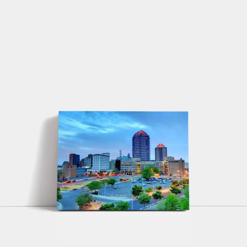 Albuquerque Downtown Skyline at Blue Dusk – Wall Art