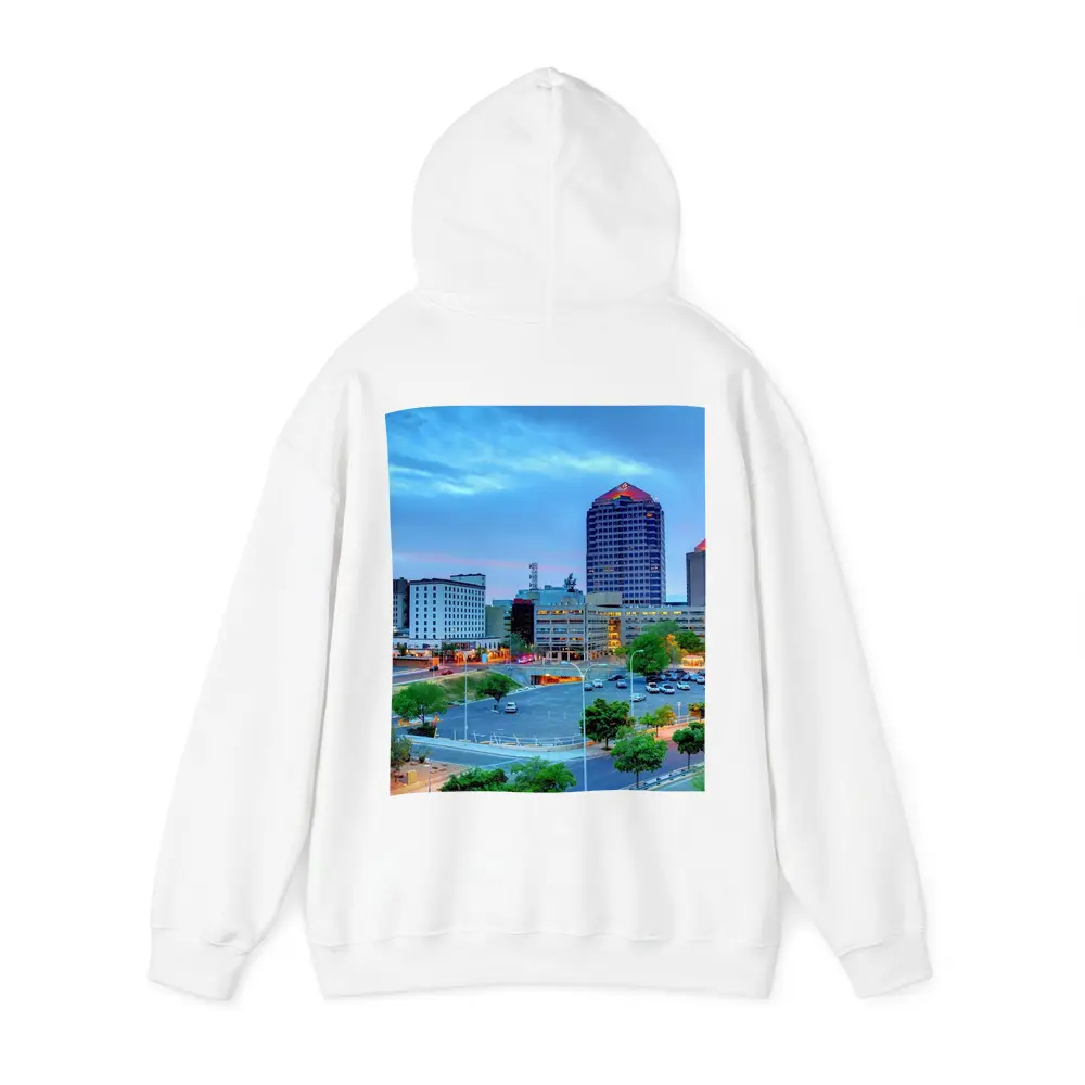 Albuquerque Downtown Skyline at Blue Dusk – Hoodies