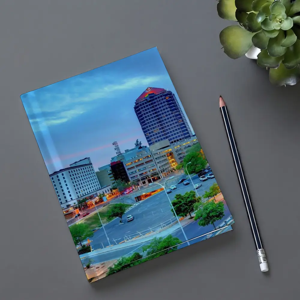Albuquerque Downtown Skyline at Blue Dusk – Notebooks