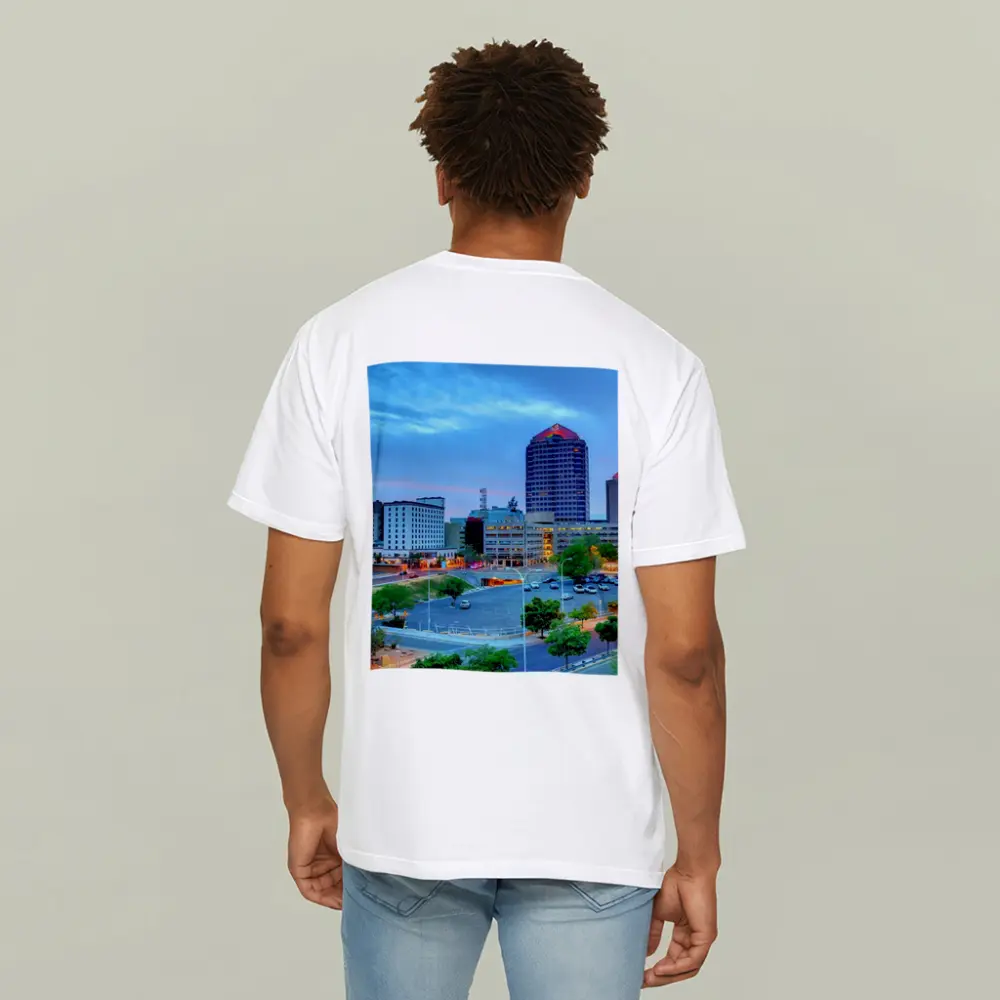 Albuquerque Downtown Skyline at Blue Dusk – T-Shirts