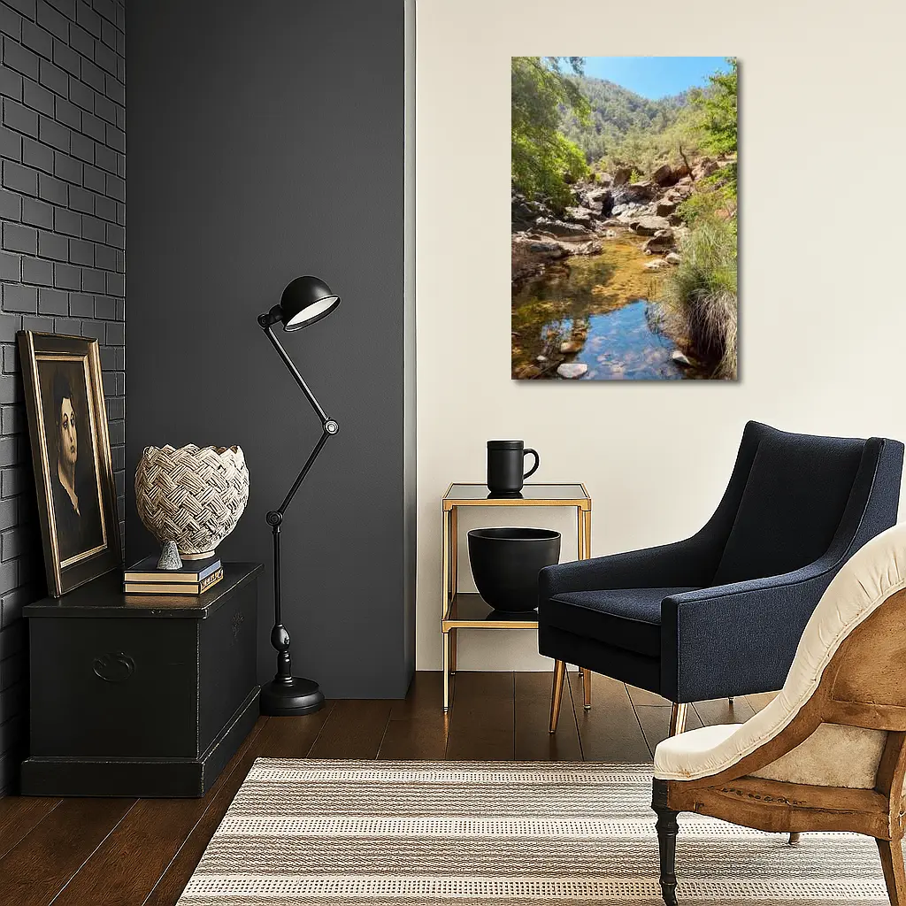 Rocky Creek Stream Forest Mountain Landscape – Wall Art