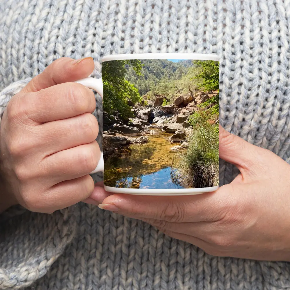Rocky Creek Stream Forest Mountain Landscape – Mugs