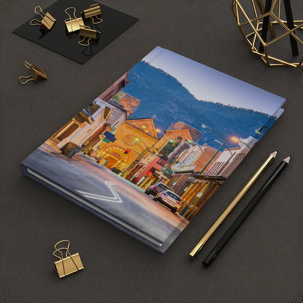 Santa Fe Downtown Street Dusk Adobe Buildings – Notebooks