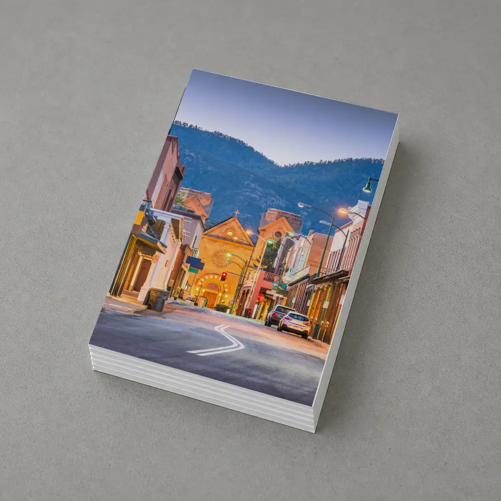 Santa Fe Downtown Street Dusk Adobe Buildings – Postcards