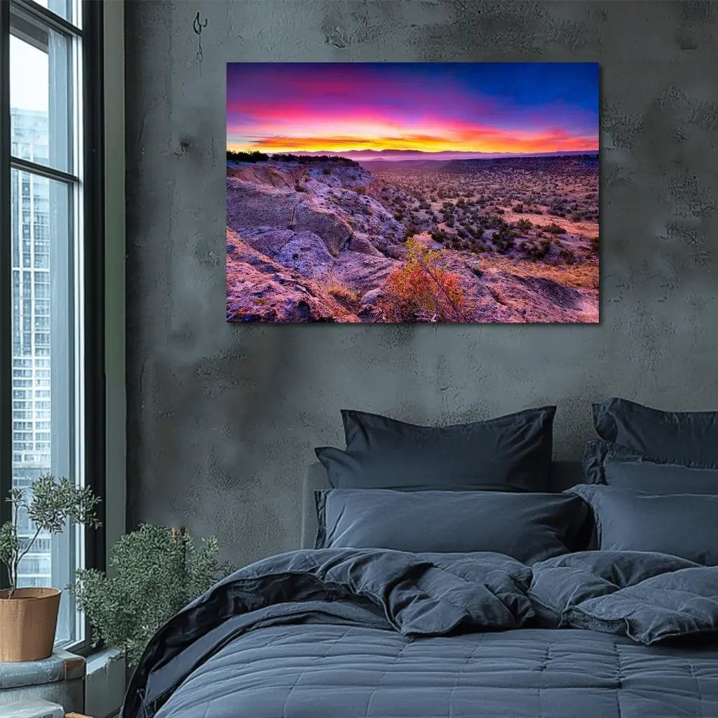Desert Southwest Sunset Over Rocky Cliffside – Wall Art