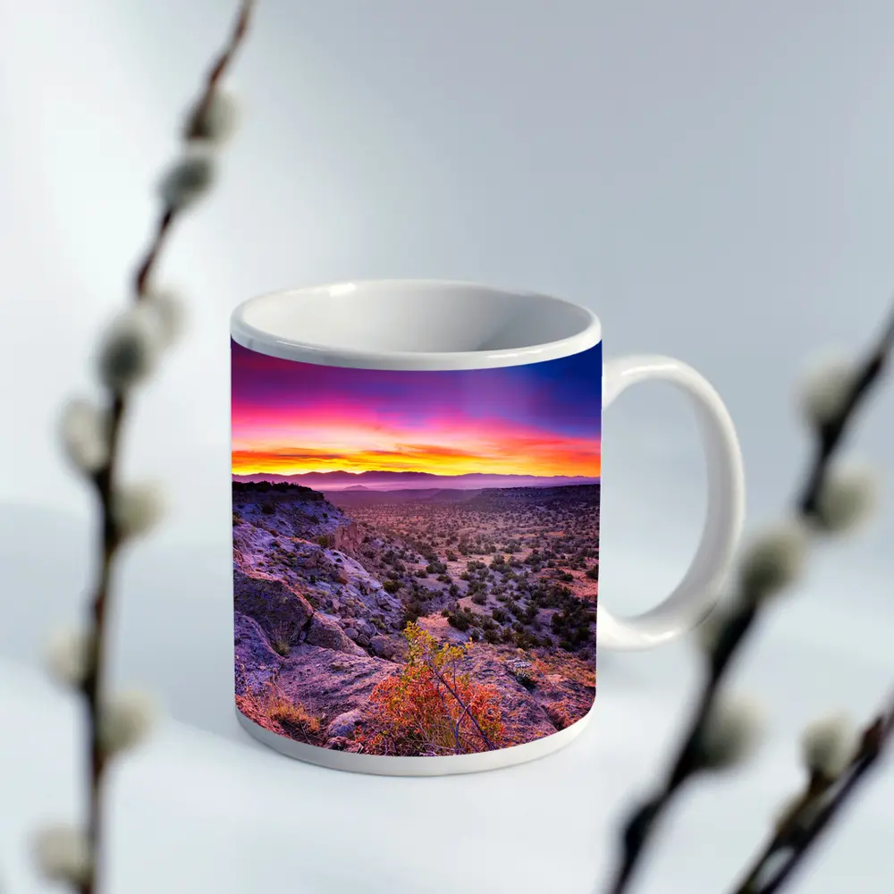 Desert Southwest Sunset Over Rocky Cliffside – Mugs
