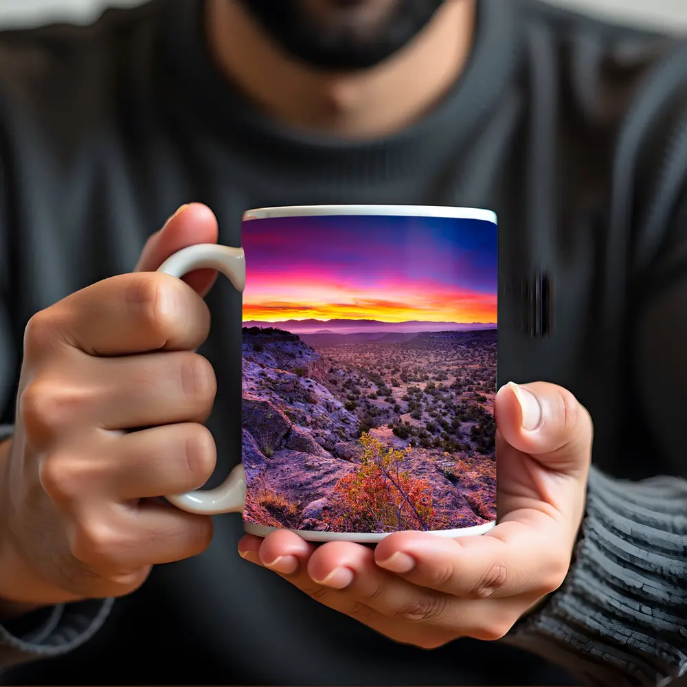 Desert Southwest Sunset Over Rocky Cliffside – Mugs