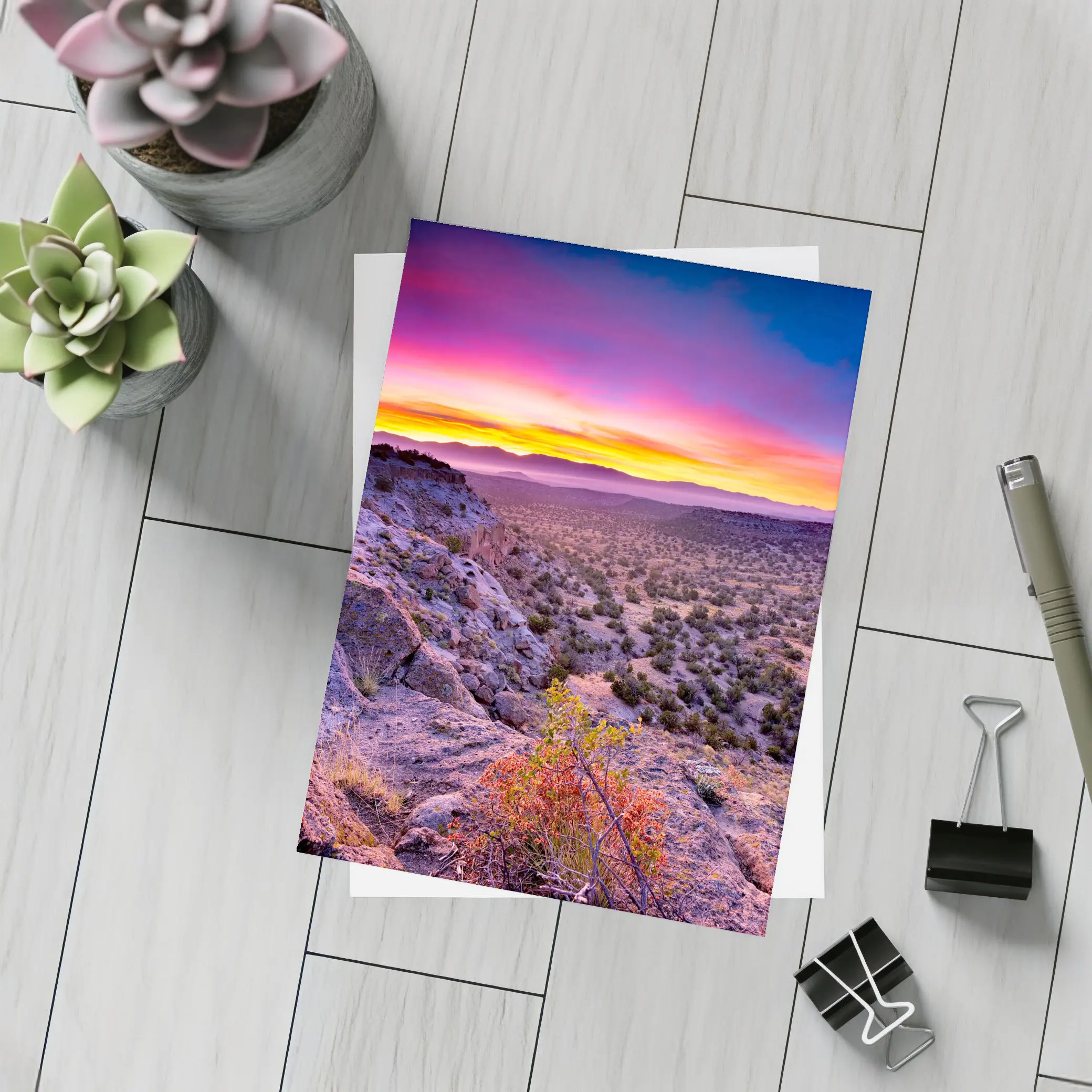 Desert Southwest Sunset Over Rocky Cliffside – Postcards