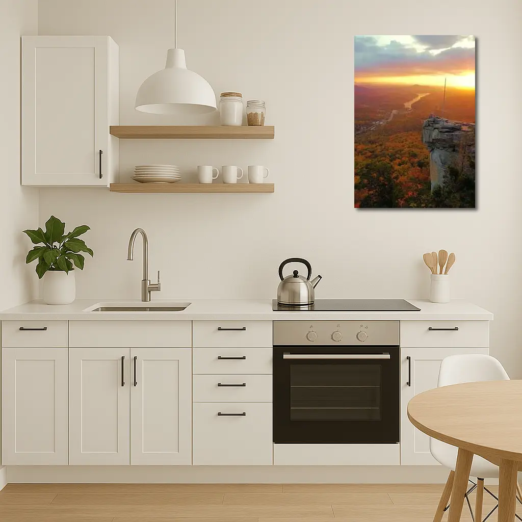 Chimney Rock Sunset Autumn Forest River View – Wall Art