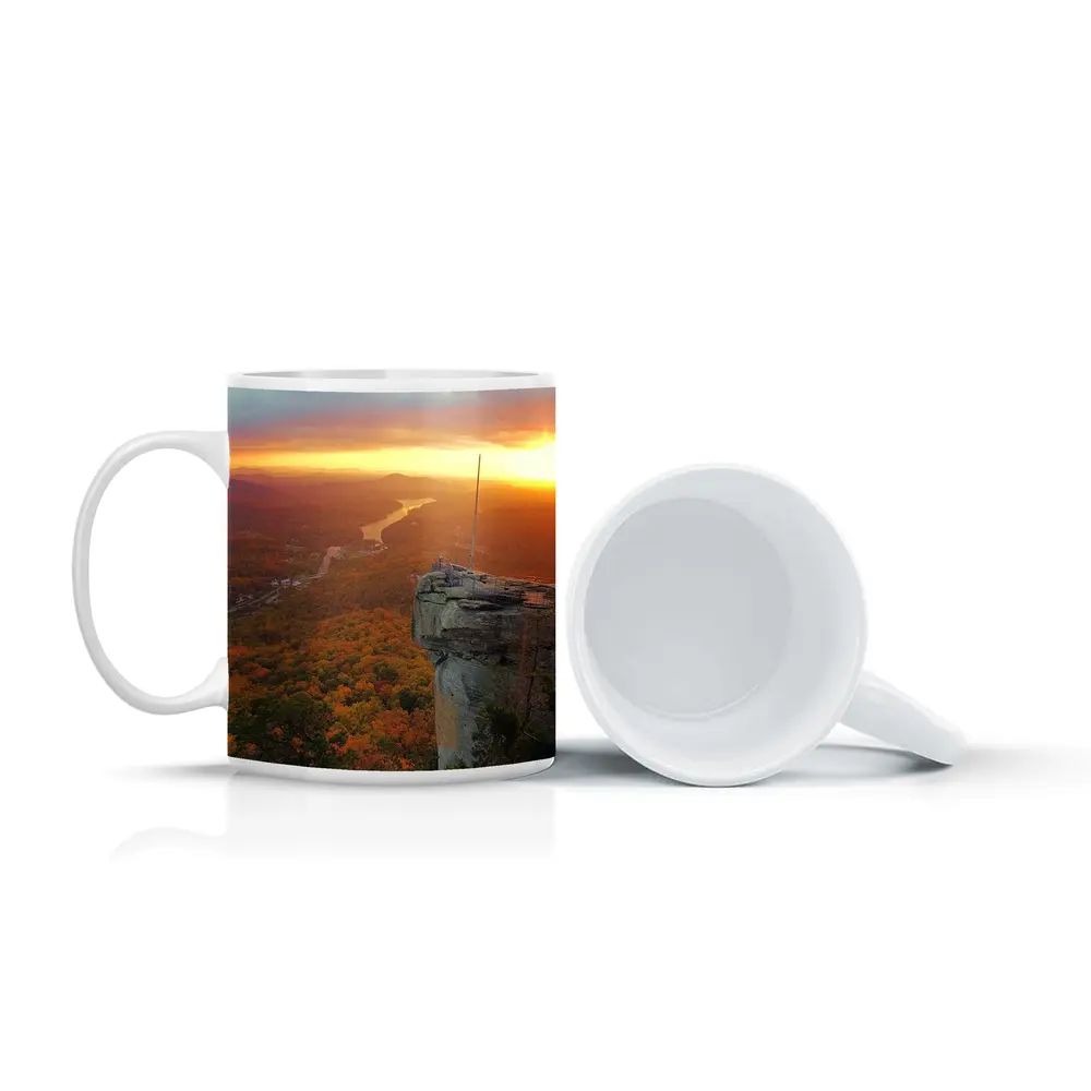 Chimney Rock Sunset Autumn Forest River View – Mugs