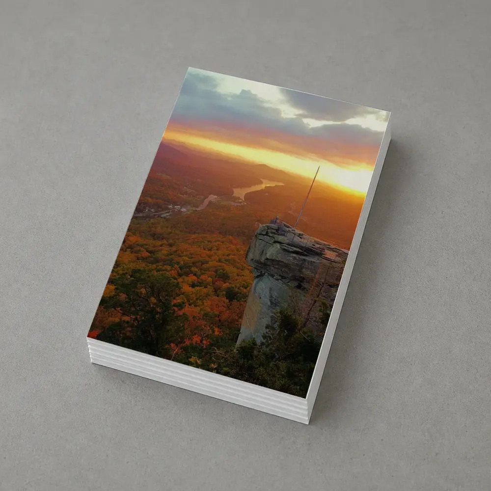 Chimney Rock Sunset Autumn Forest River View – Postcards