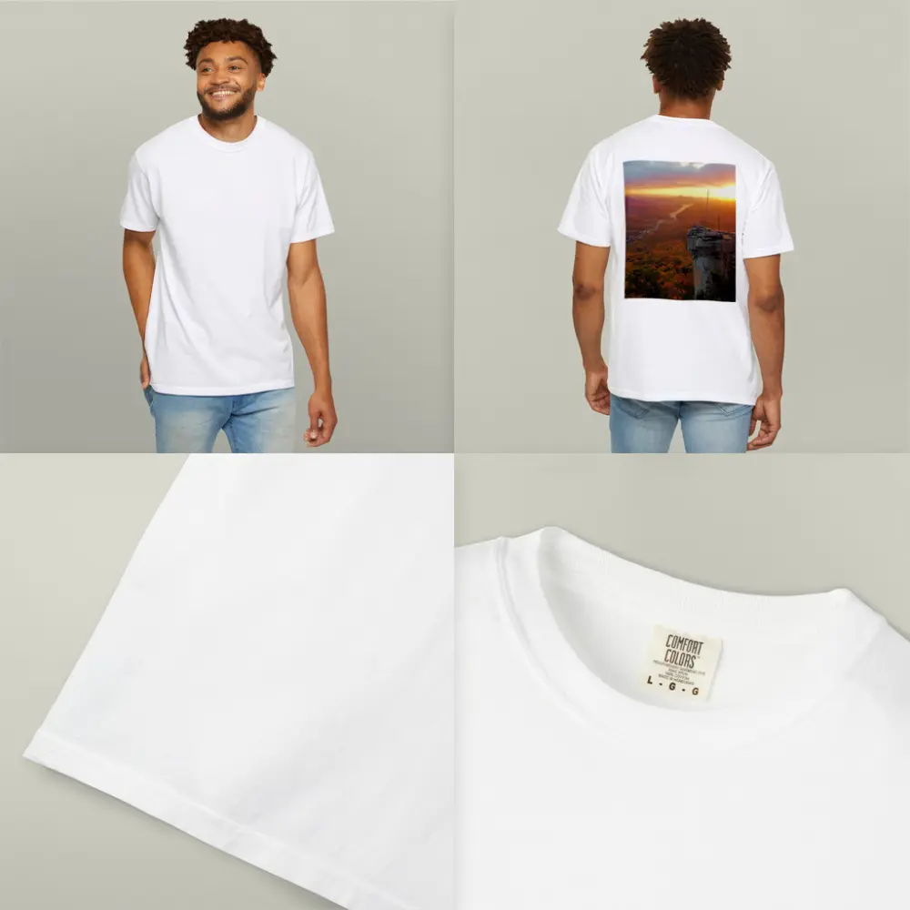 Chimney Rock Sunset Autumn Forest River View – T-Shirts
