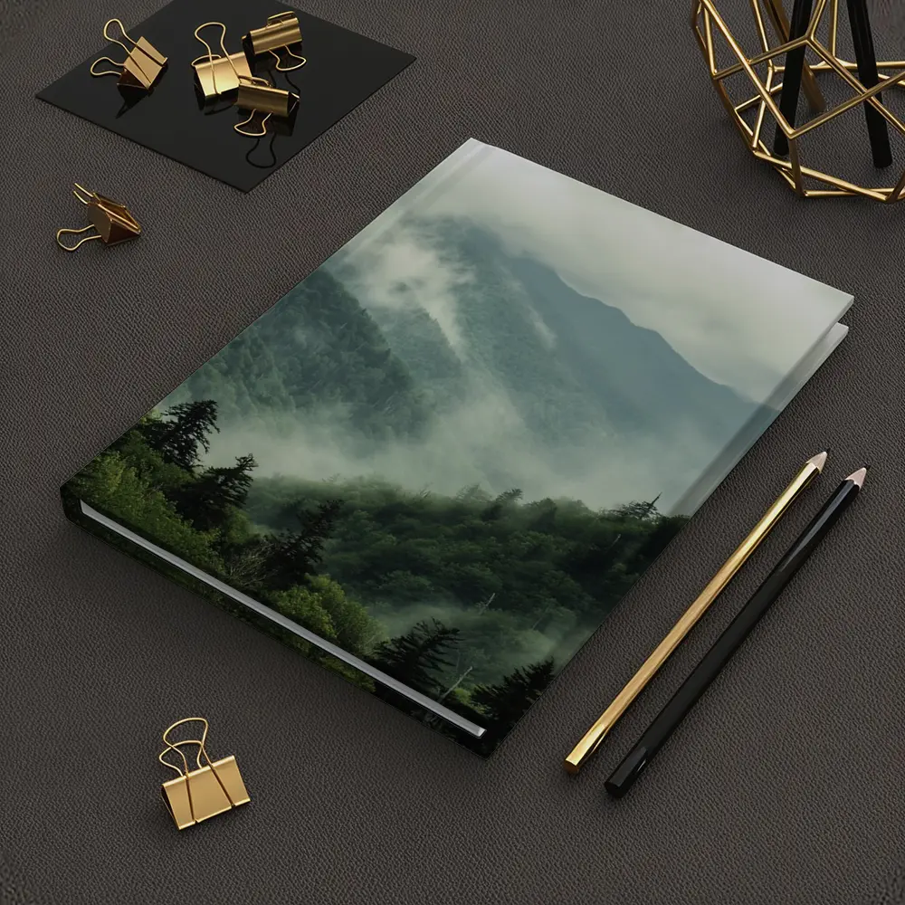 Misty Green Mountain Forest Foggy Landscape – Notebooks