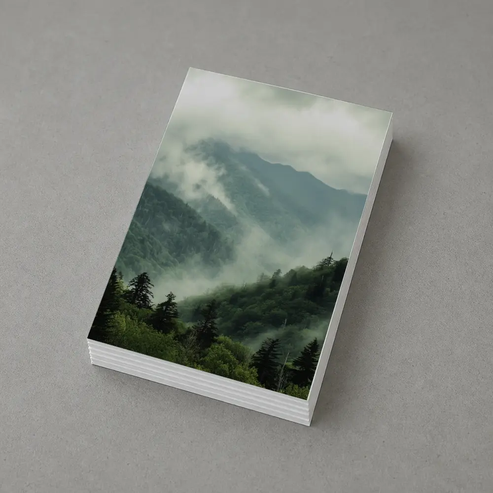 Misty Green Mountain Forest Foggy Landscape – Postcards