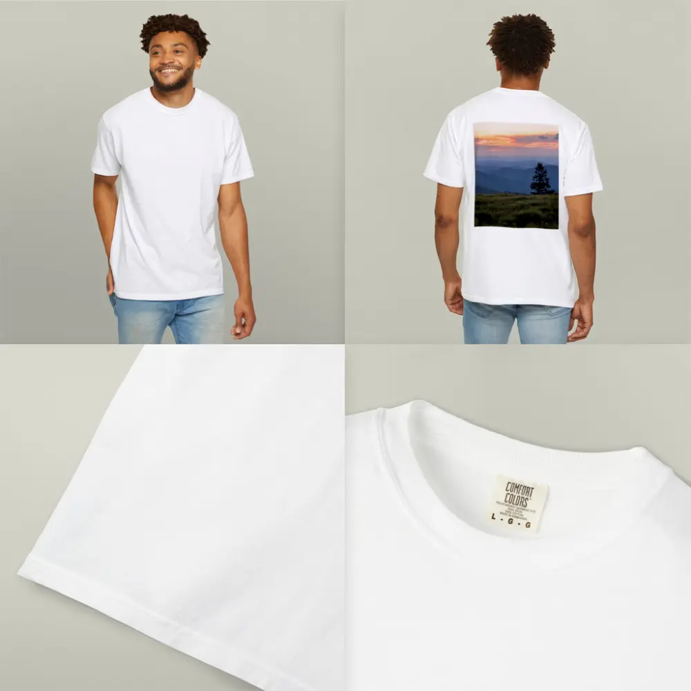 Lone Pine Tree Mountain Sunset Landscape – T-Shirts
