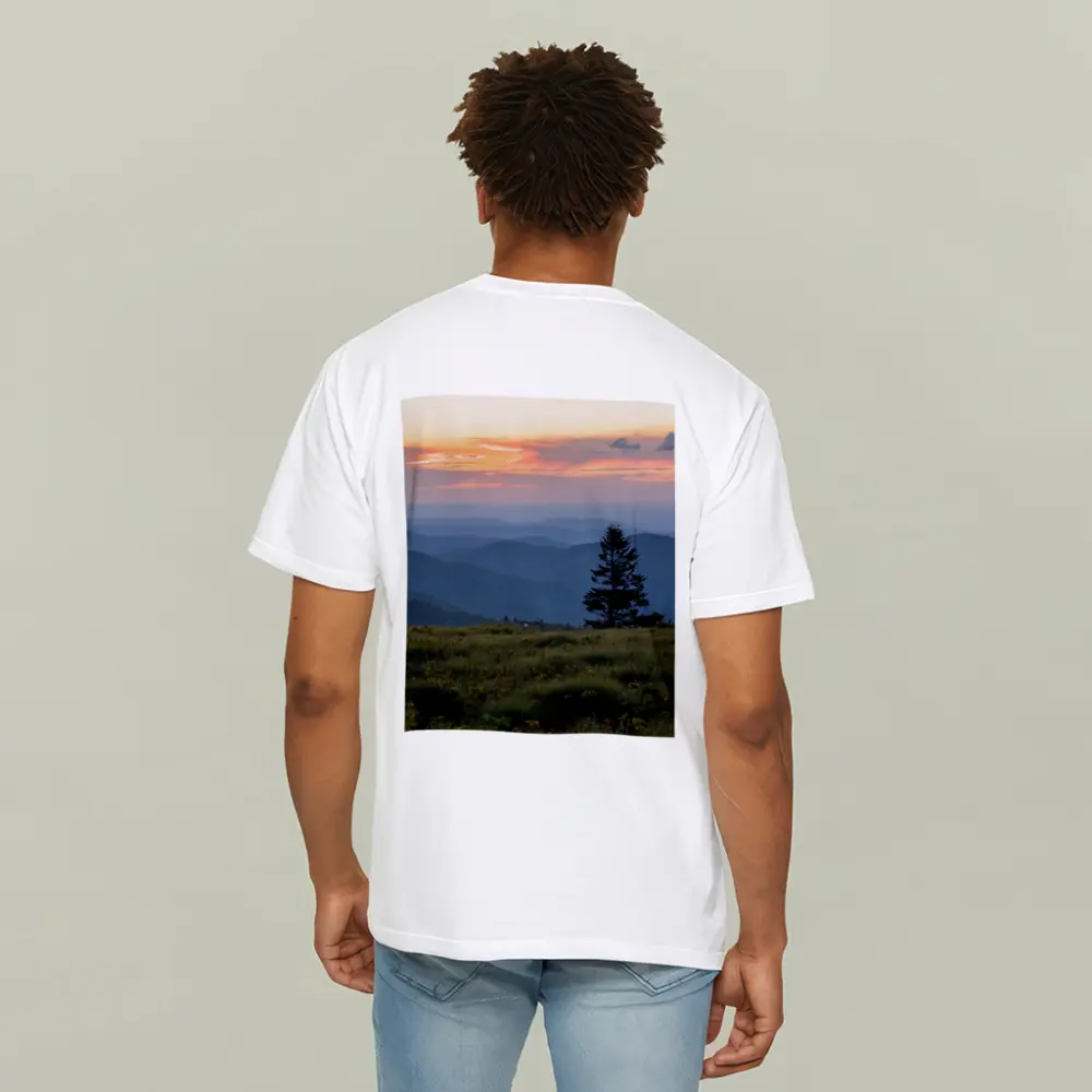 Lone Pine Tree Mountain Sunset Landscape – T-Shirts