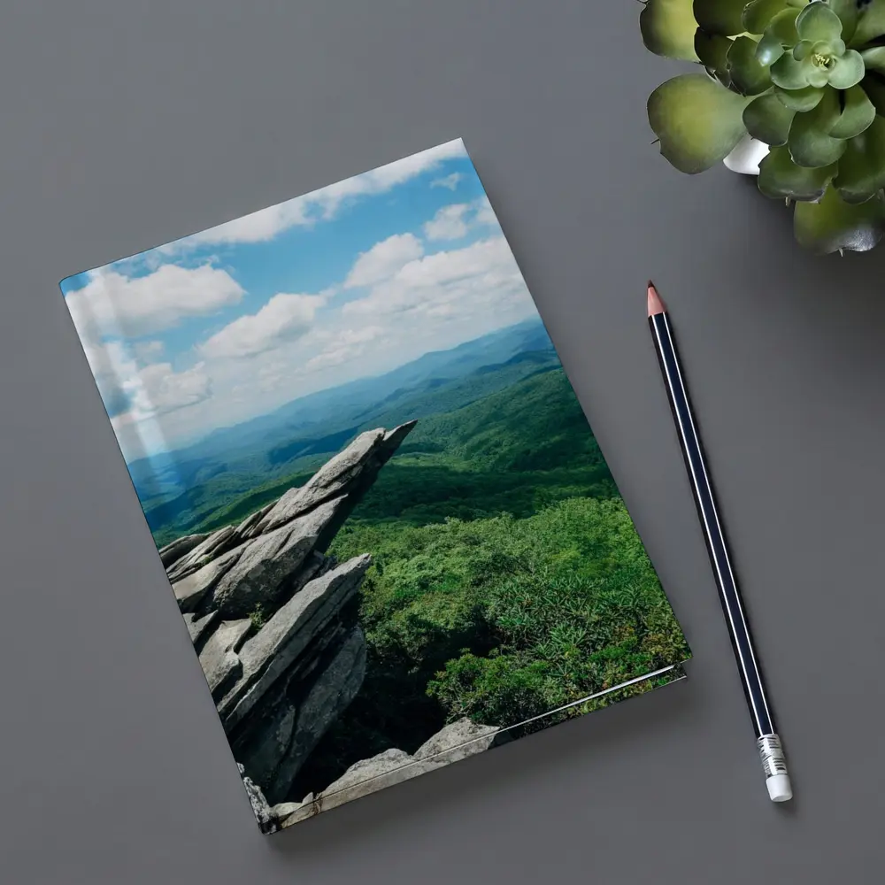 Rocky Cliff Overlooking Green Mountain Valleys – Notebooks