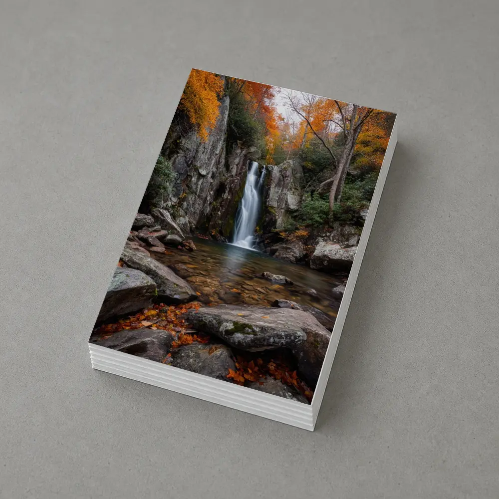 Autumn Waterfall Rocky Forest Seasonal Landscape – Postcards