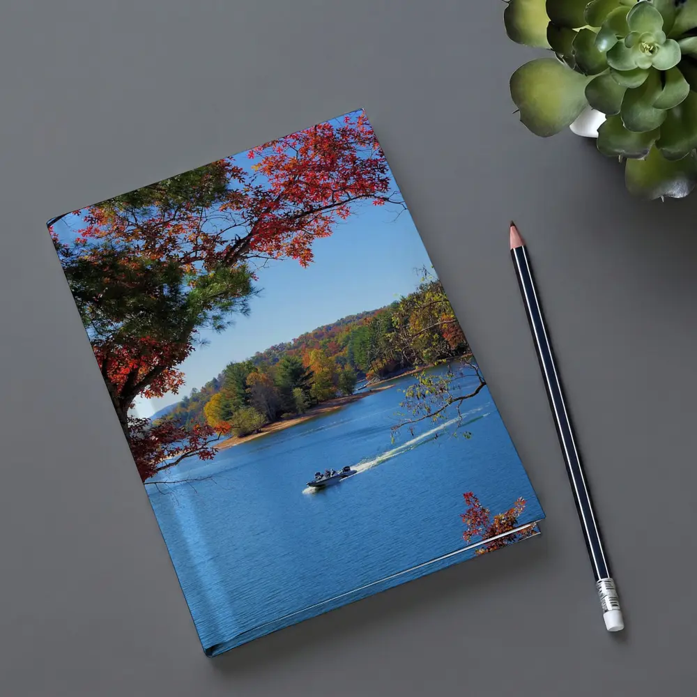 Autumn Lake Boat Ride Colorful Forest – Notebooks