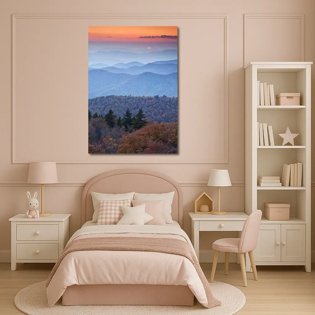 Blue Ridge Mountains Autumn Sunset Landscape – Wall Art
