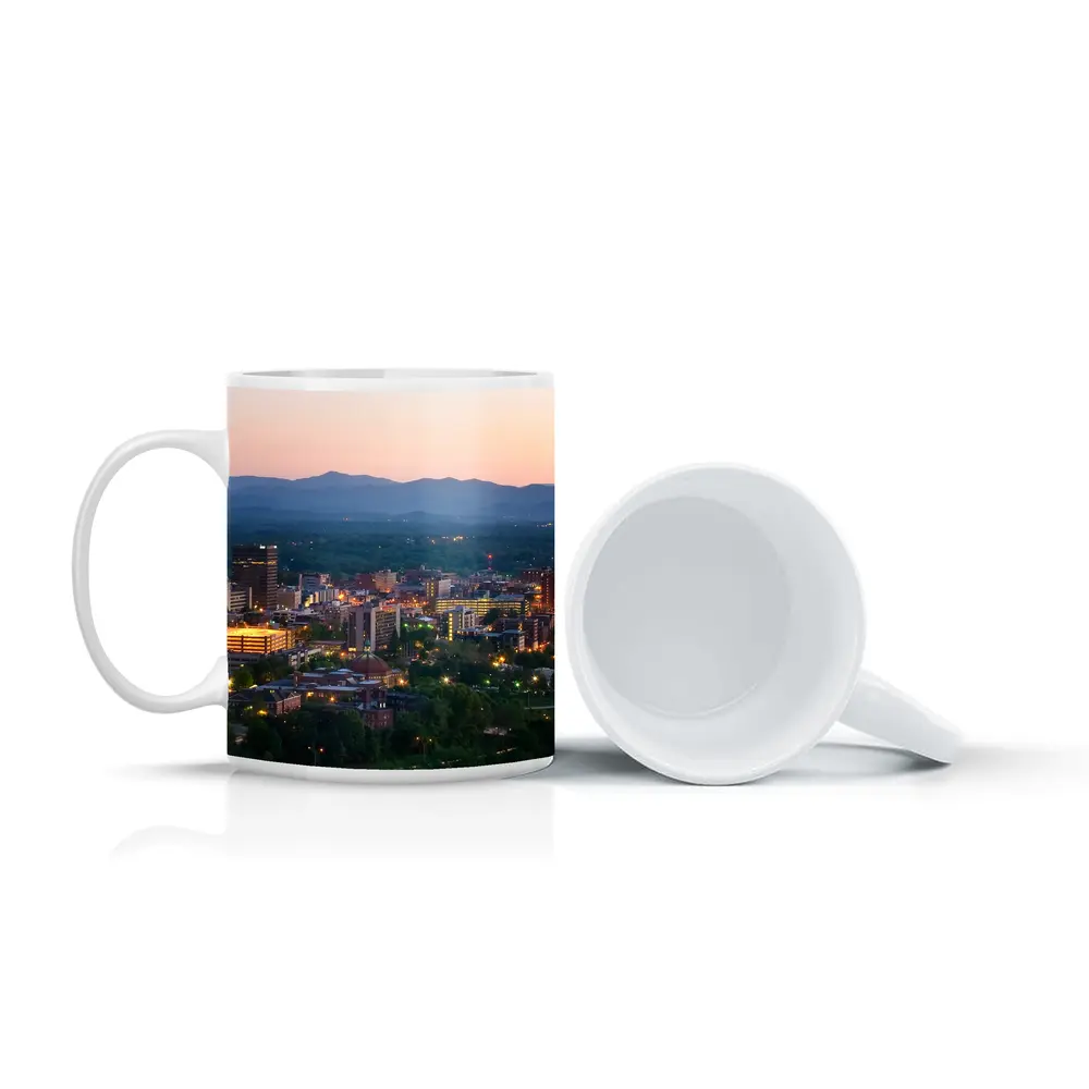 Asheville City Skyline at Dusk Mountains – Mugs