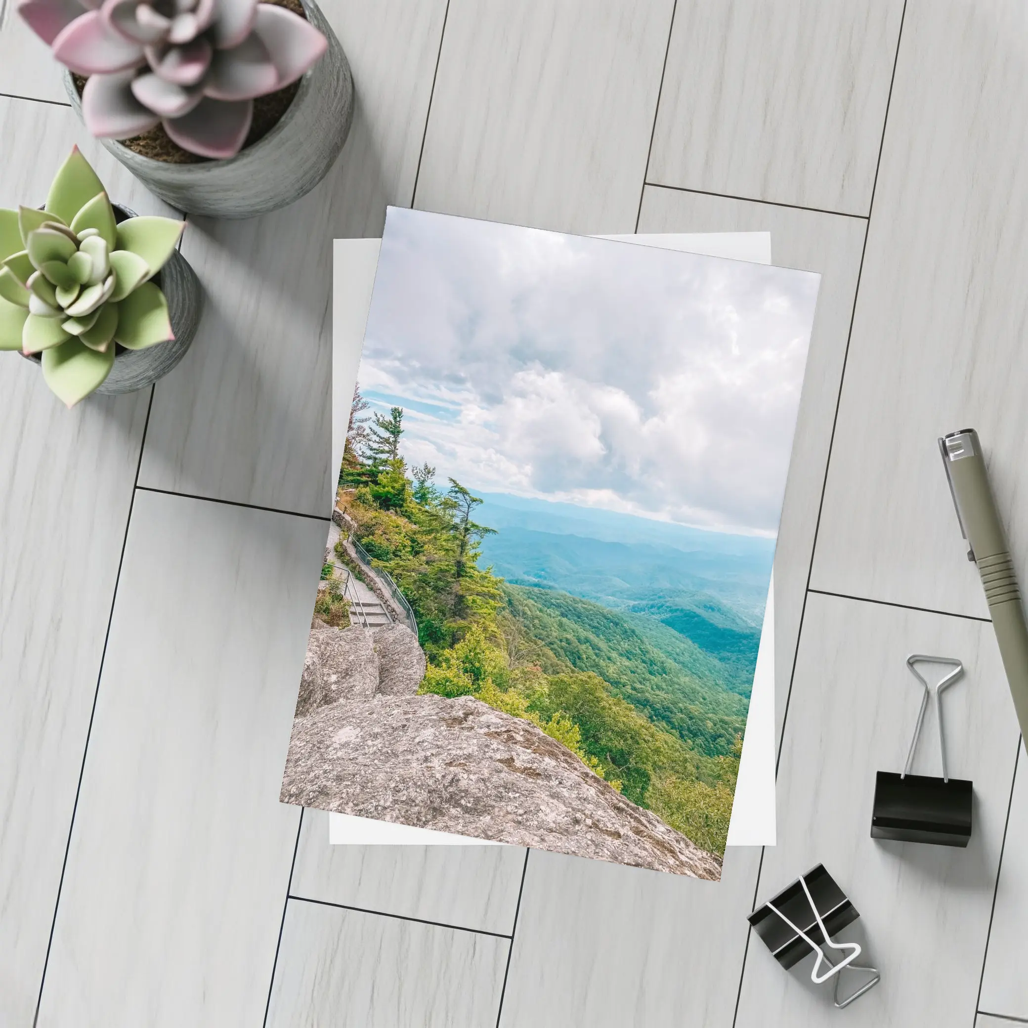 Mountain Overlook Green Forest Valley View – Postcards