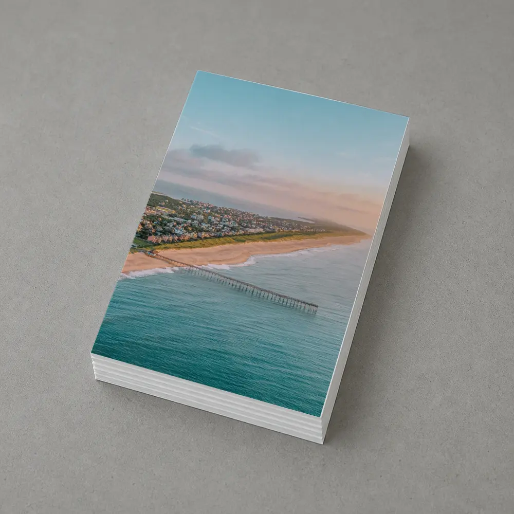 Aerial Beach Pier Coastal Town Sunset View – Postcards