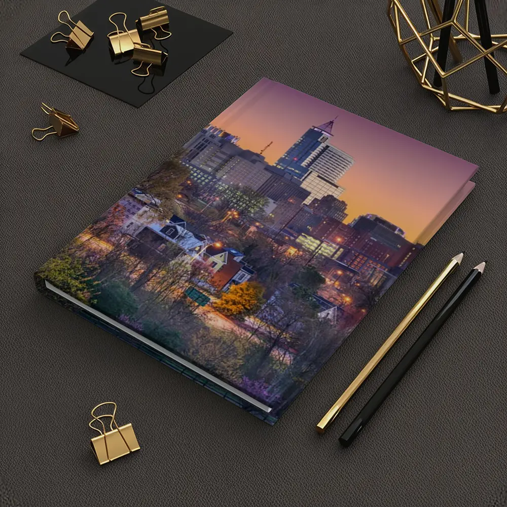 Raleigh City Skyline at Purple Sunset – Notebooks
