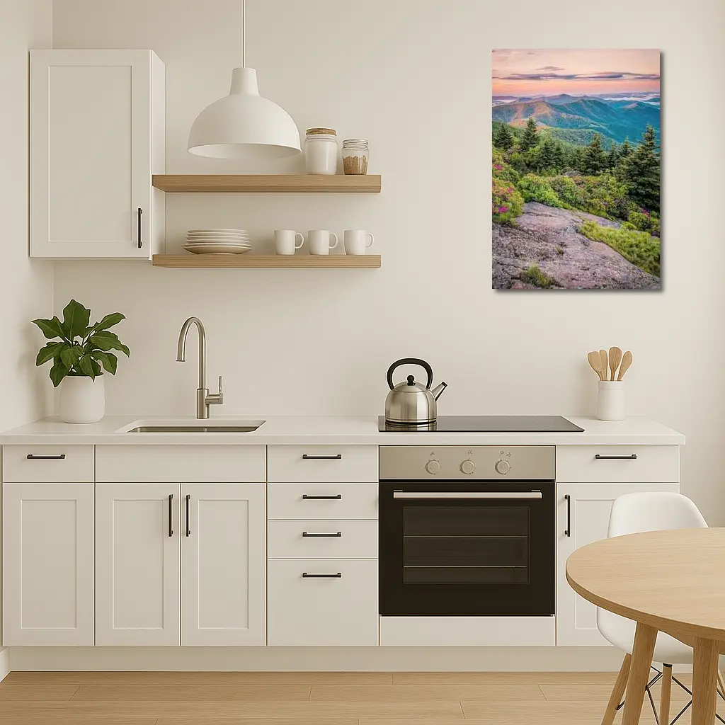 Blue Ridge Mountains Sunrise Pink Wildflowers – Wall Art