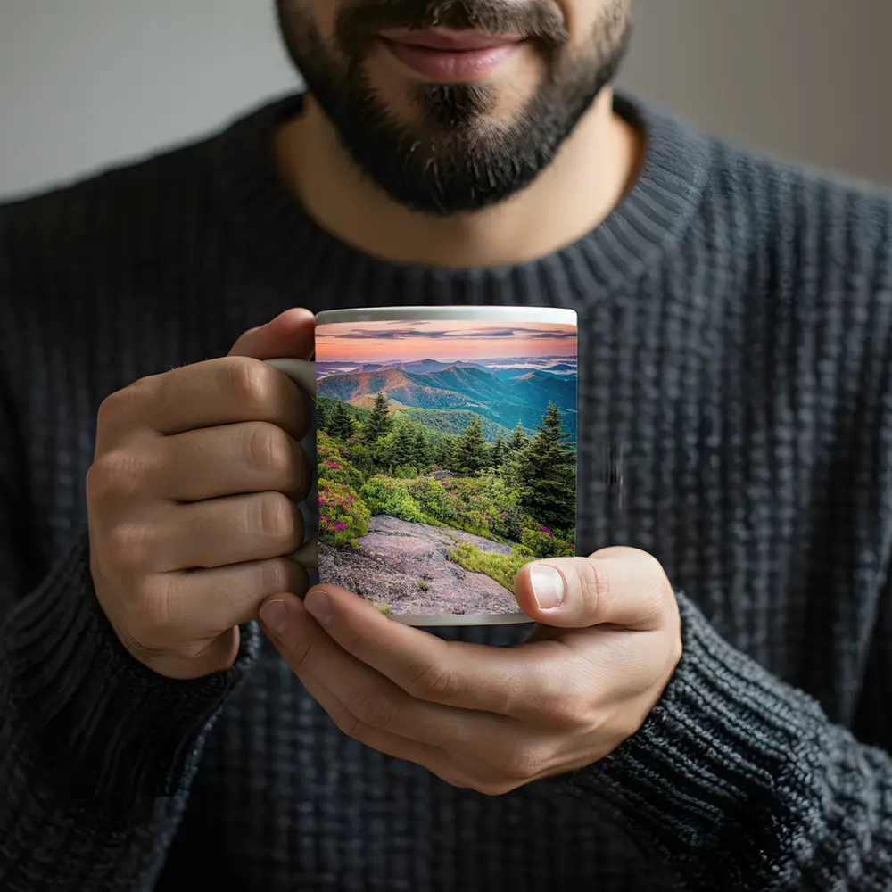 Blue Ridge Mountains Sunrise Pink Wildflowers – Mugs