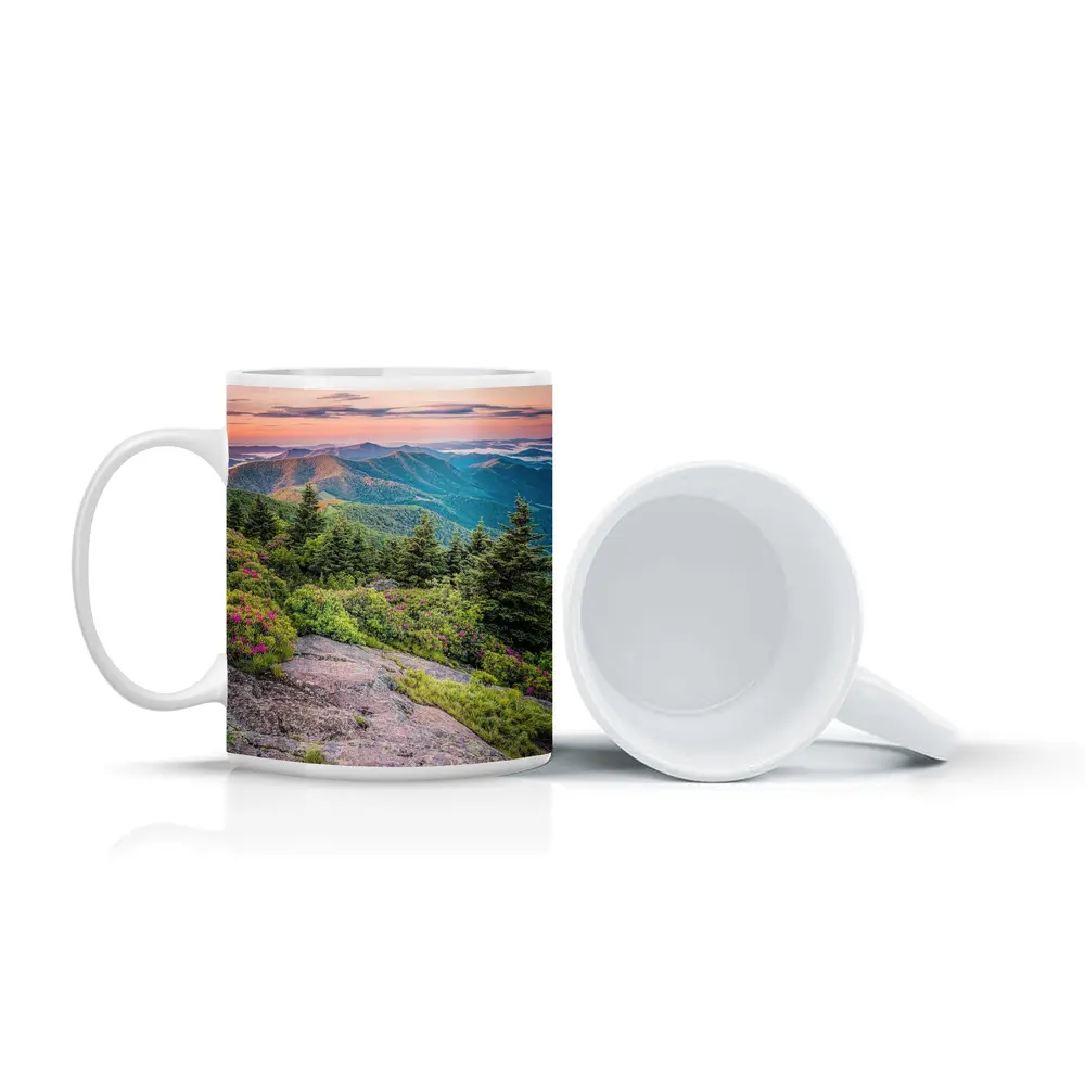 Blue Ridge Mountains Sunrise Pink Wildflowers – Mugs