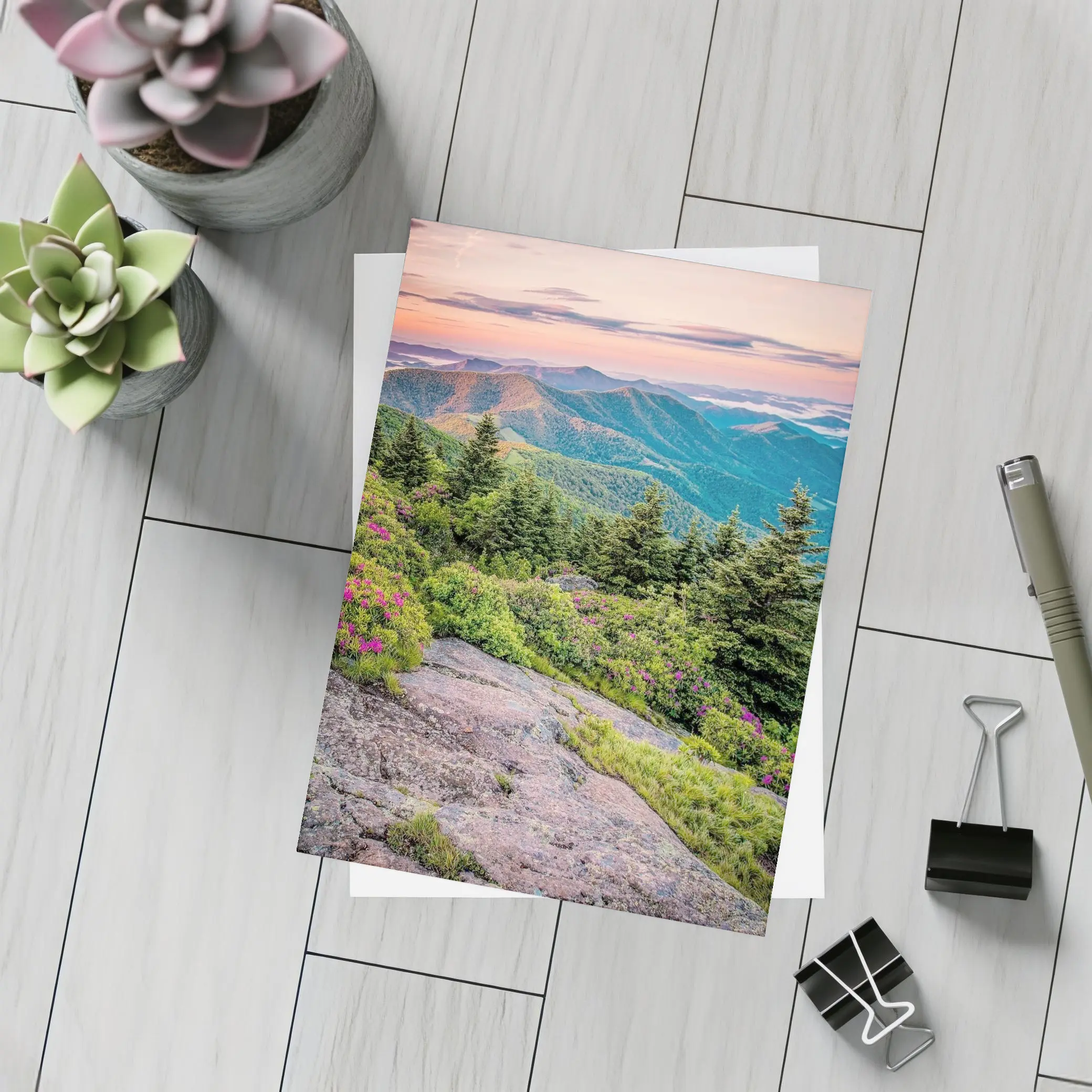 Blue Ridge Mountains Sunrise Pink Wildflowers – Postcards