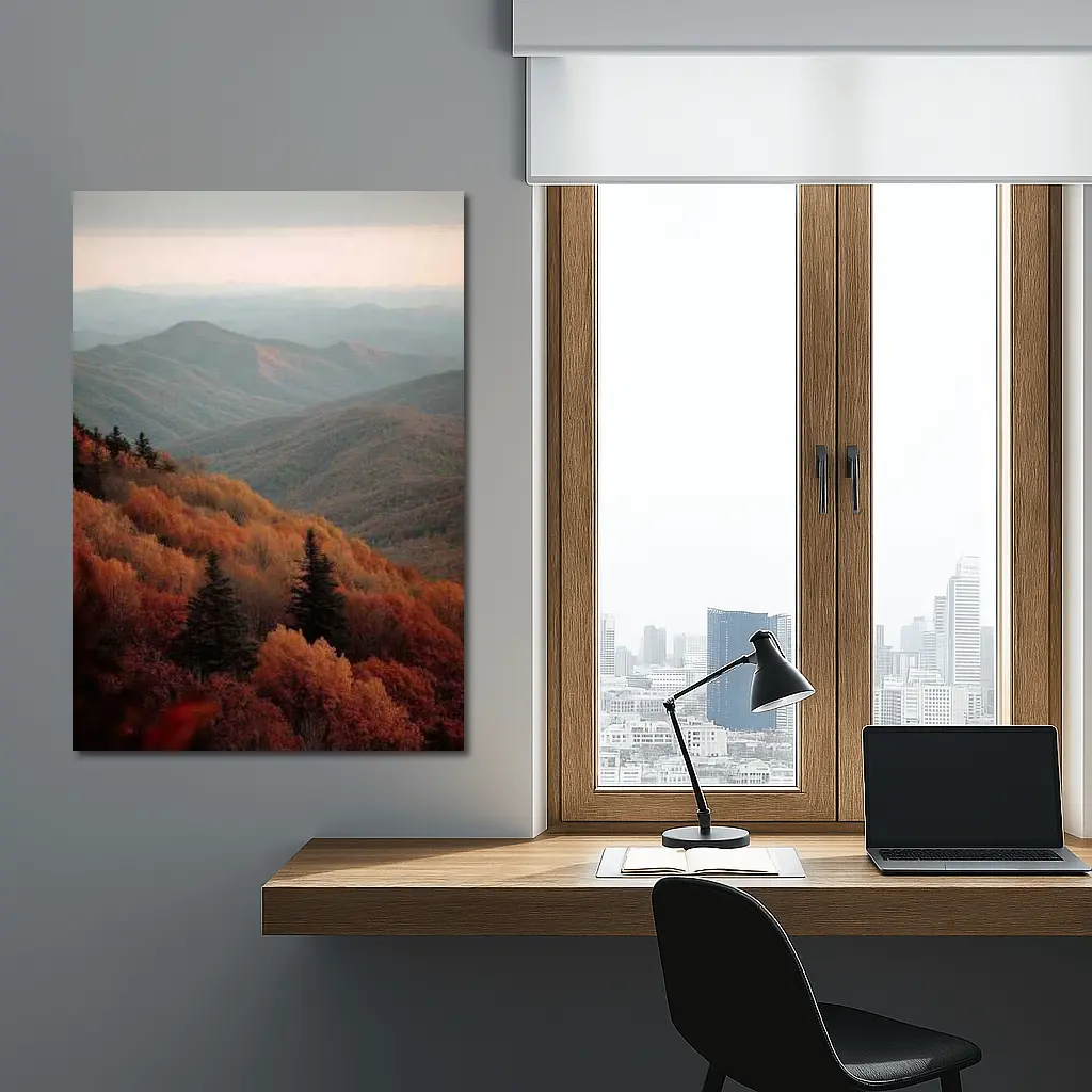 Autumn Mountain Forest Rolling Hills Landscape – Wall Art