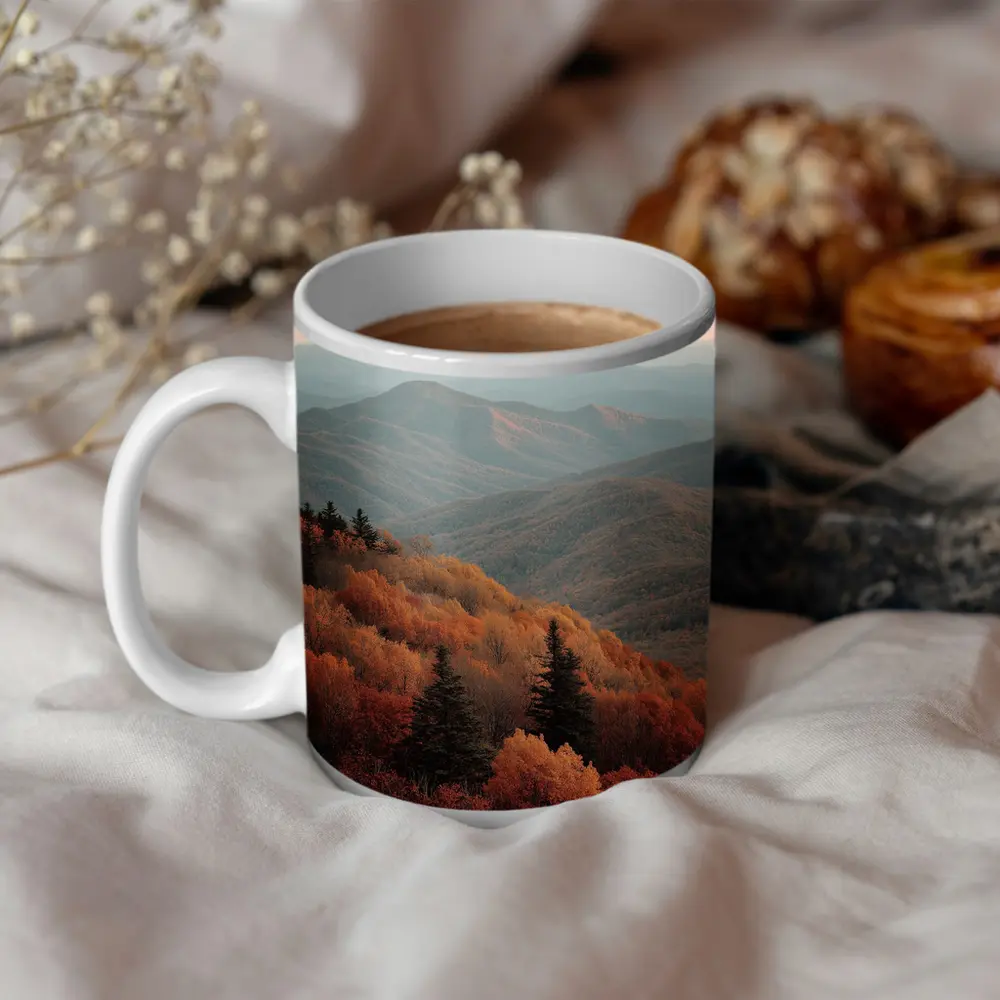Autumn Mountain Forest Rolling Hills Landscape – Mugs