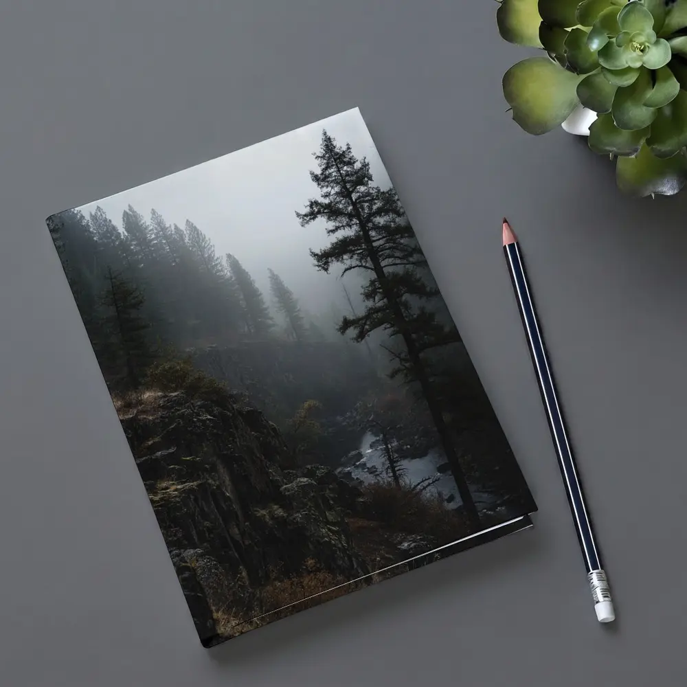 Foggy Forest Canyon River Dark Moody – Notebooks