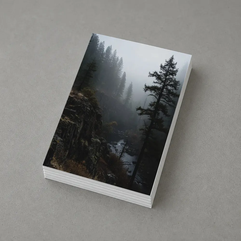 Foggy Forest Canyon River Dark Moody – Postcards