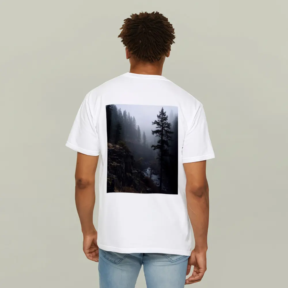 Foggy Forest Canyon River Dark Moody – T-Shirts