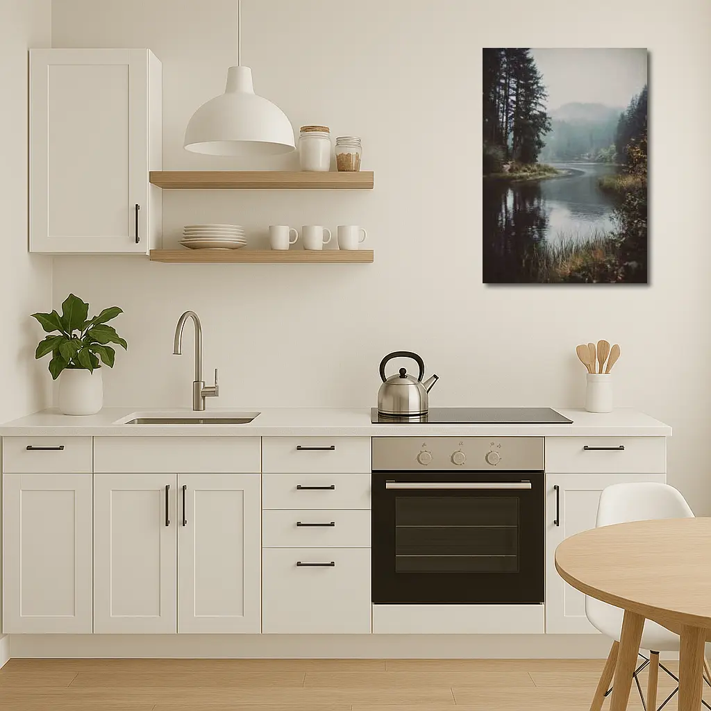 Misty Forest Lake Reflected Still Water – Wall Art