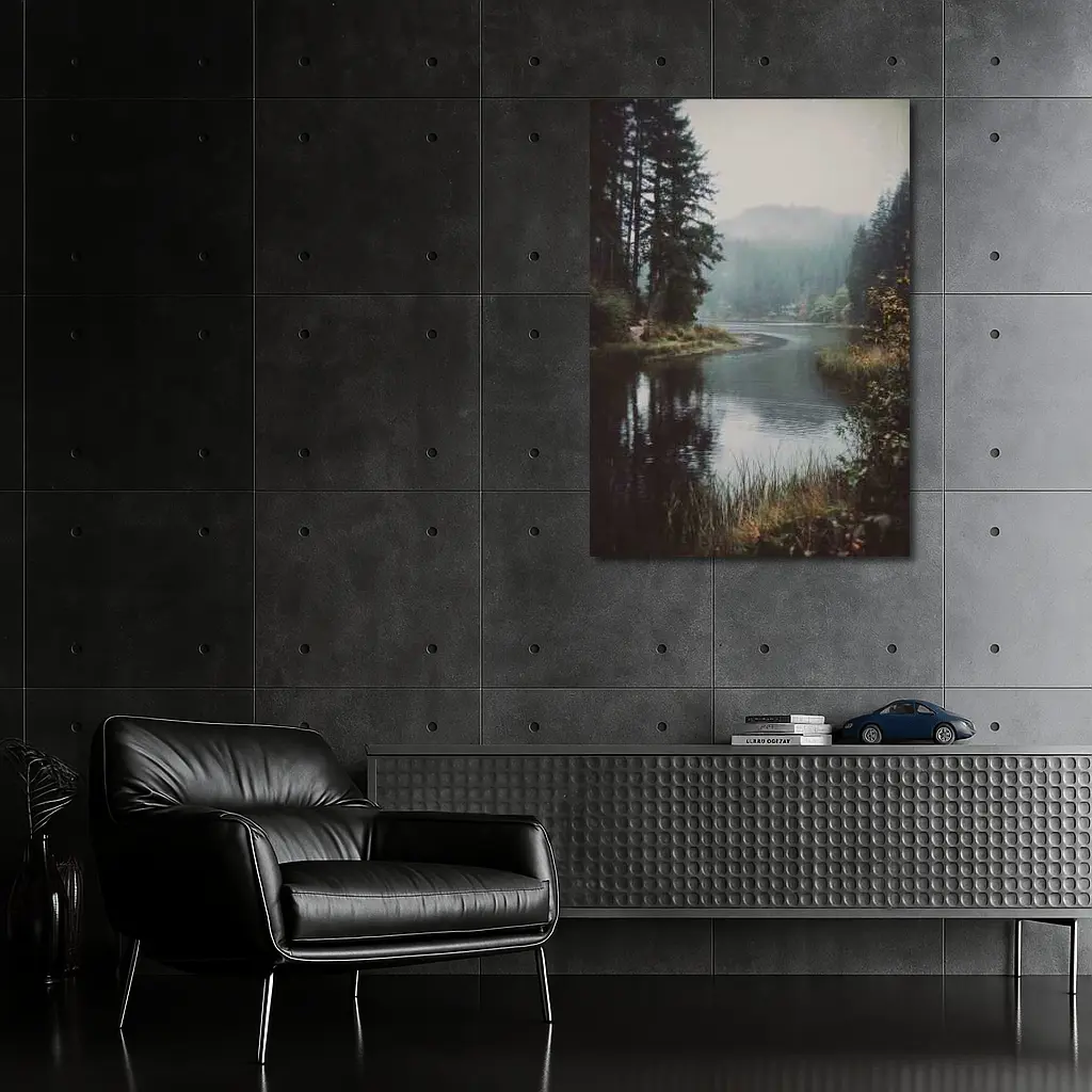 Misty Forest Lake Reflected Still Water – Wall Art