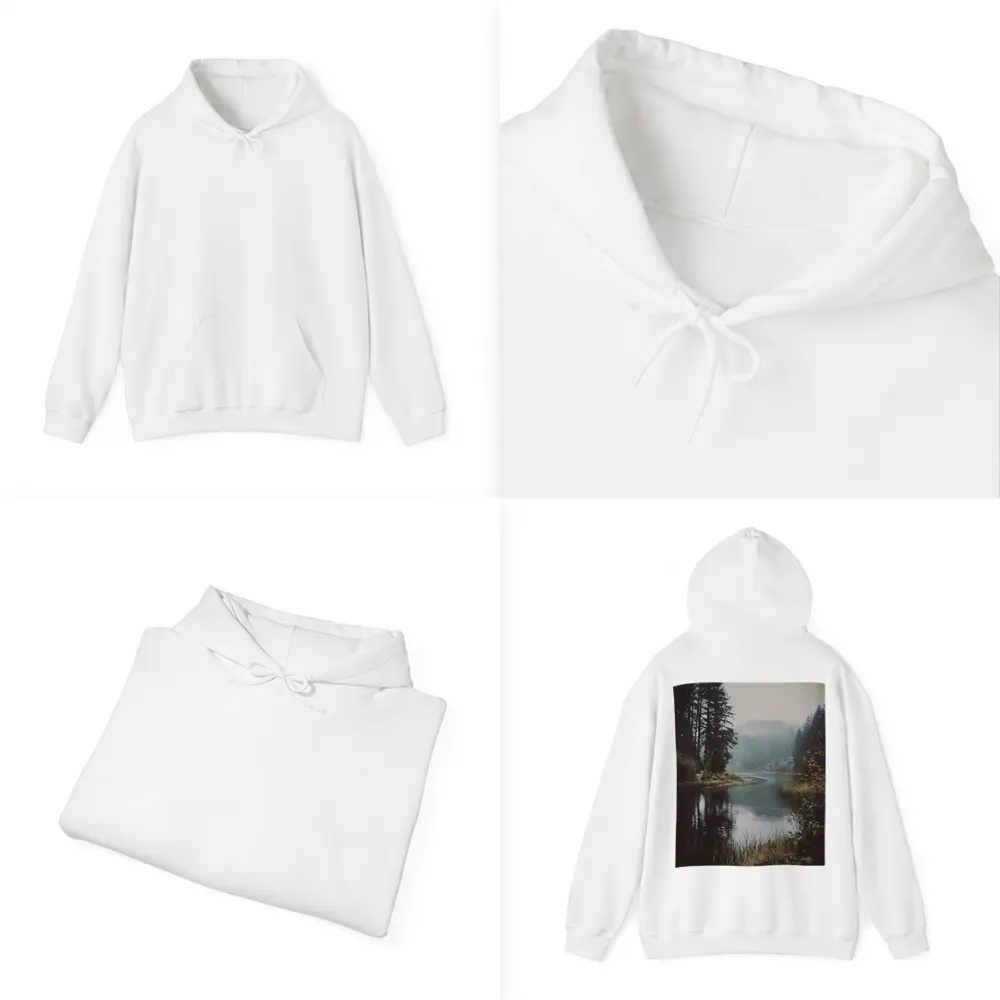 Misty Forest Lake Reflected Still Water – Hoodies