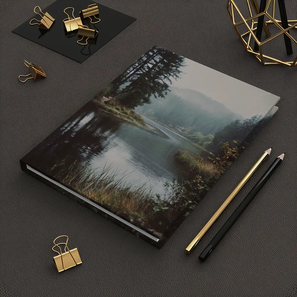 Misty Forest Lake Reflected Still Water – Notebooks