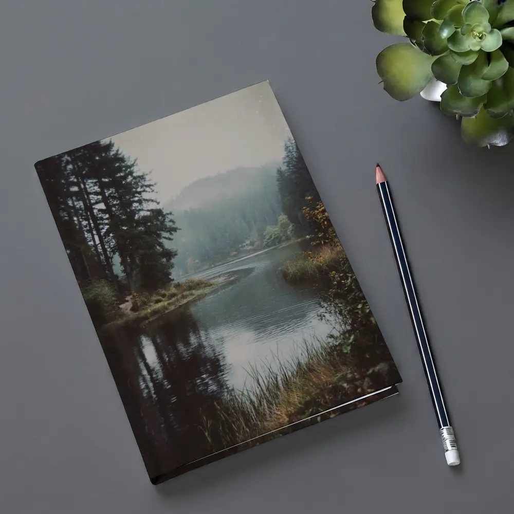 Misty Forest Lake Reflected Still Water – Notebooks