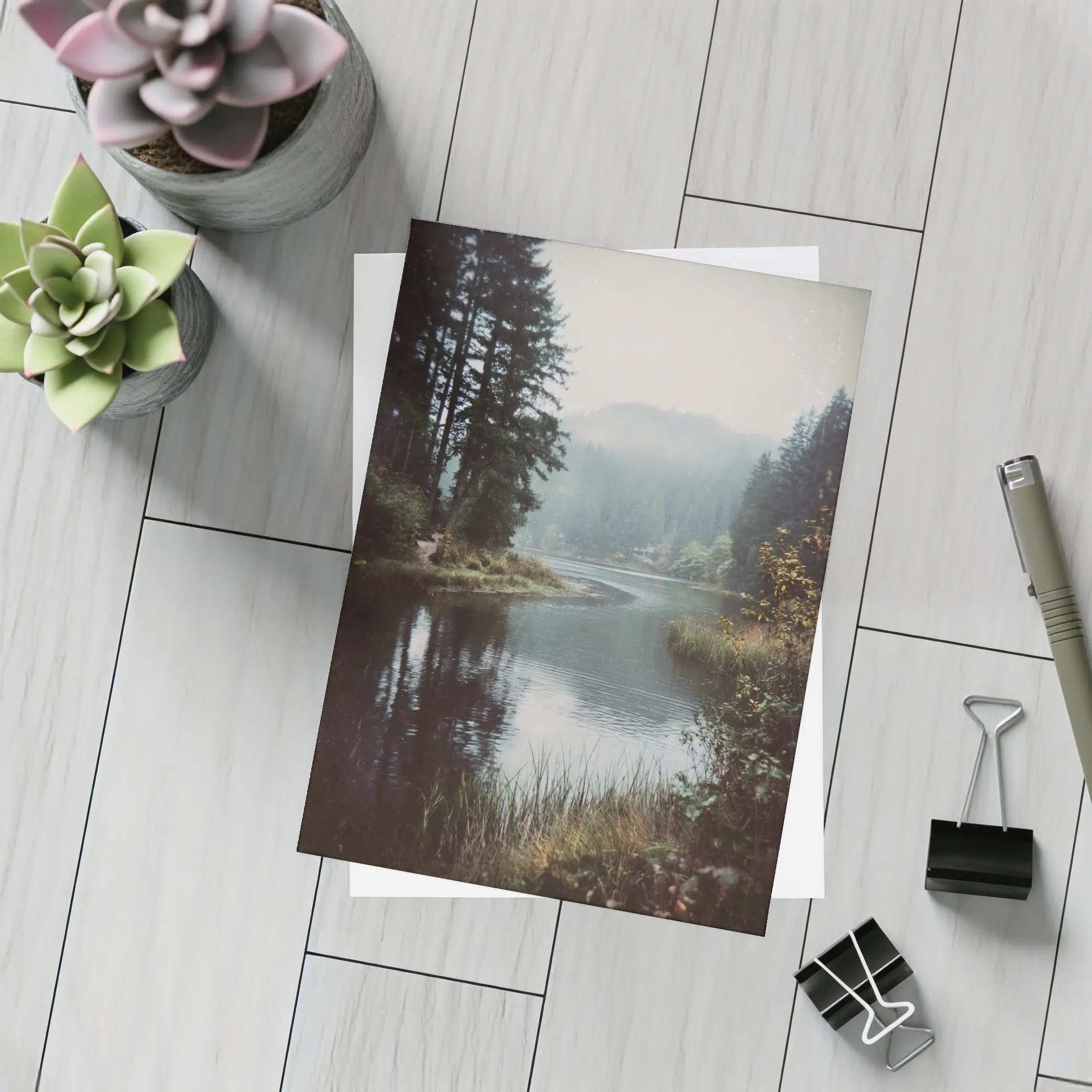 Misty Forest Lake Reflected Still Water – Postcards