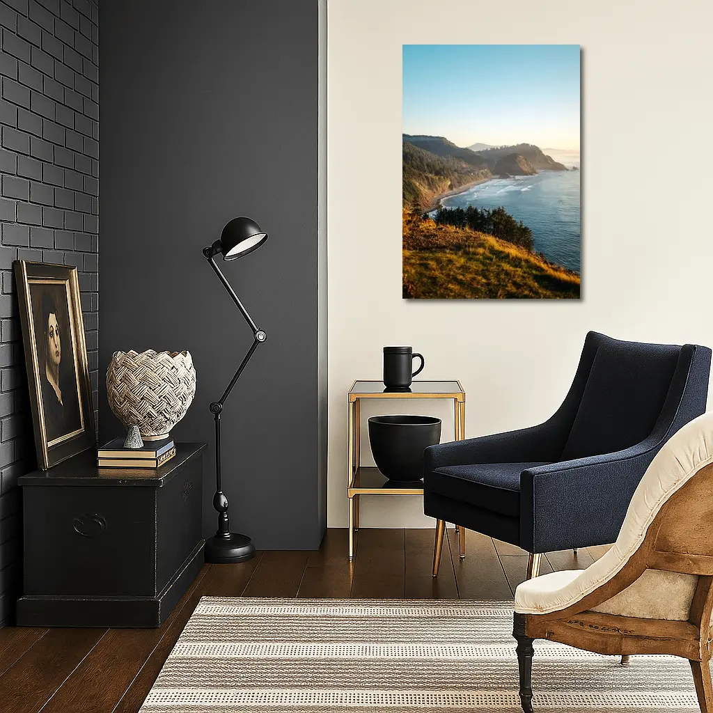 Oregon Coast Cliffs Golden Hour Sunset – Wall Art
