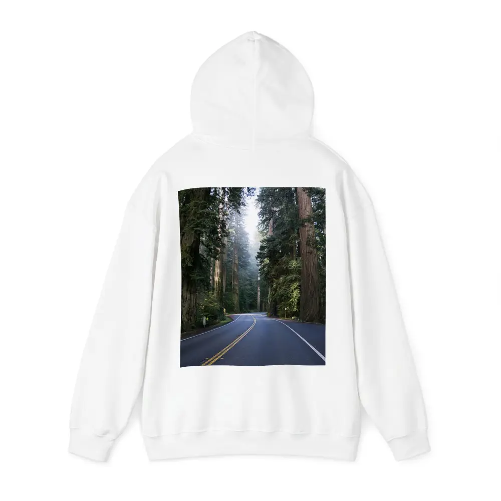 Misty Redwood Forest Road Tall Trees – Hoodies