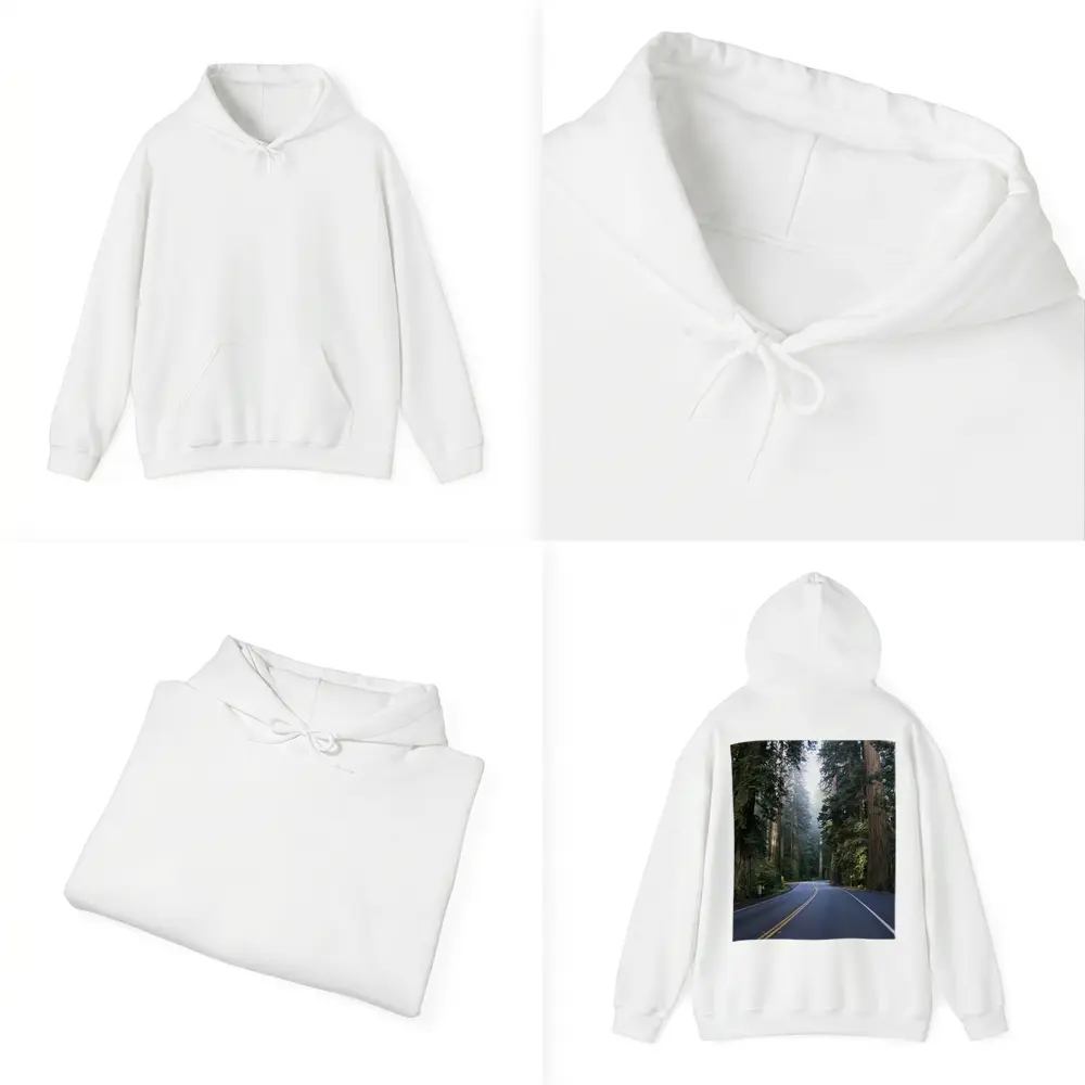 Misty Redwood Forest Road Tall Trees – Hoodies