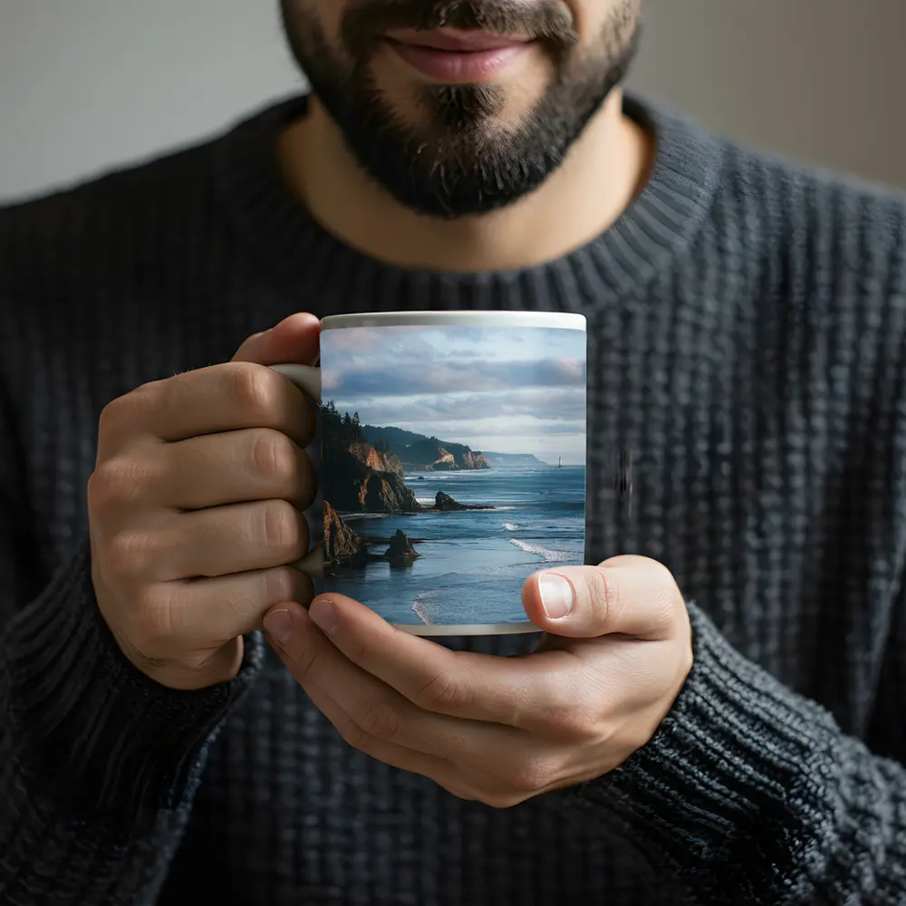 Rocky Pacific Coastline Cliffs Ocean View – Mugs
