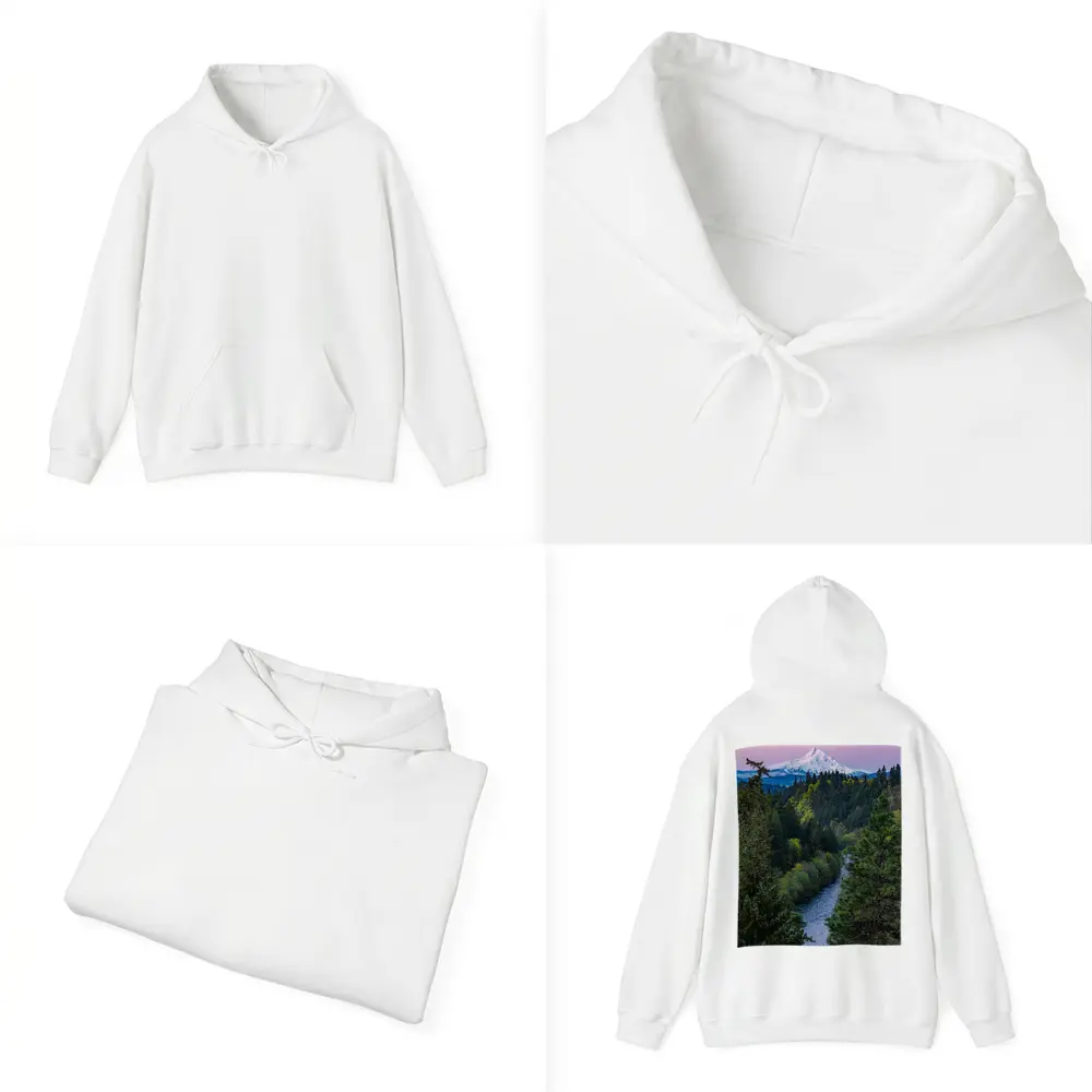 Mount Hood Snow Peak River Forest Sunset – Hoodies