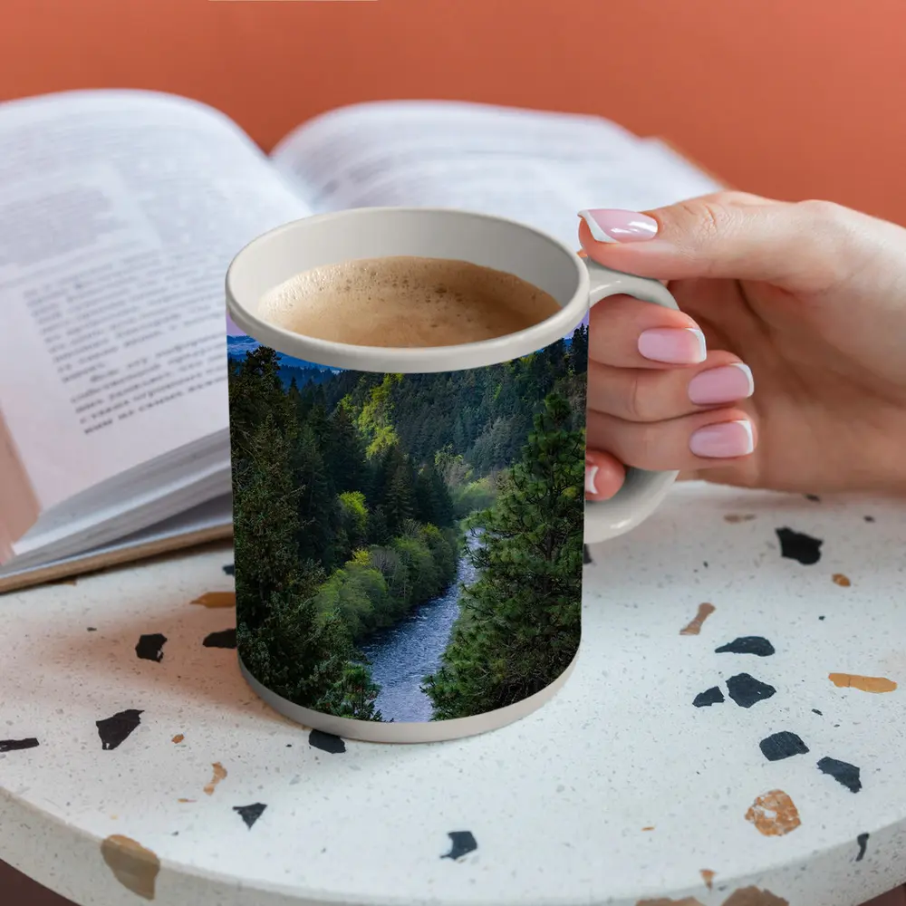 Mount Hood Snow Peak River Forest Sunset – Mugs