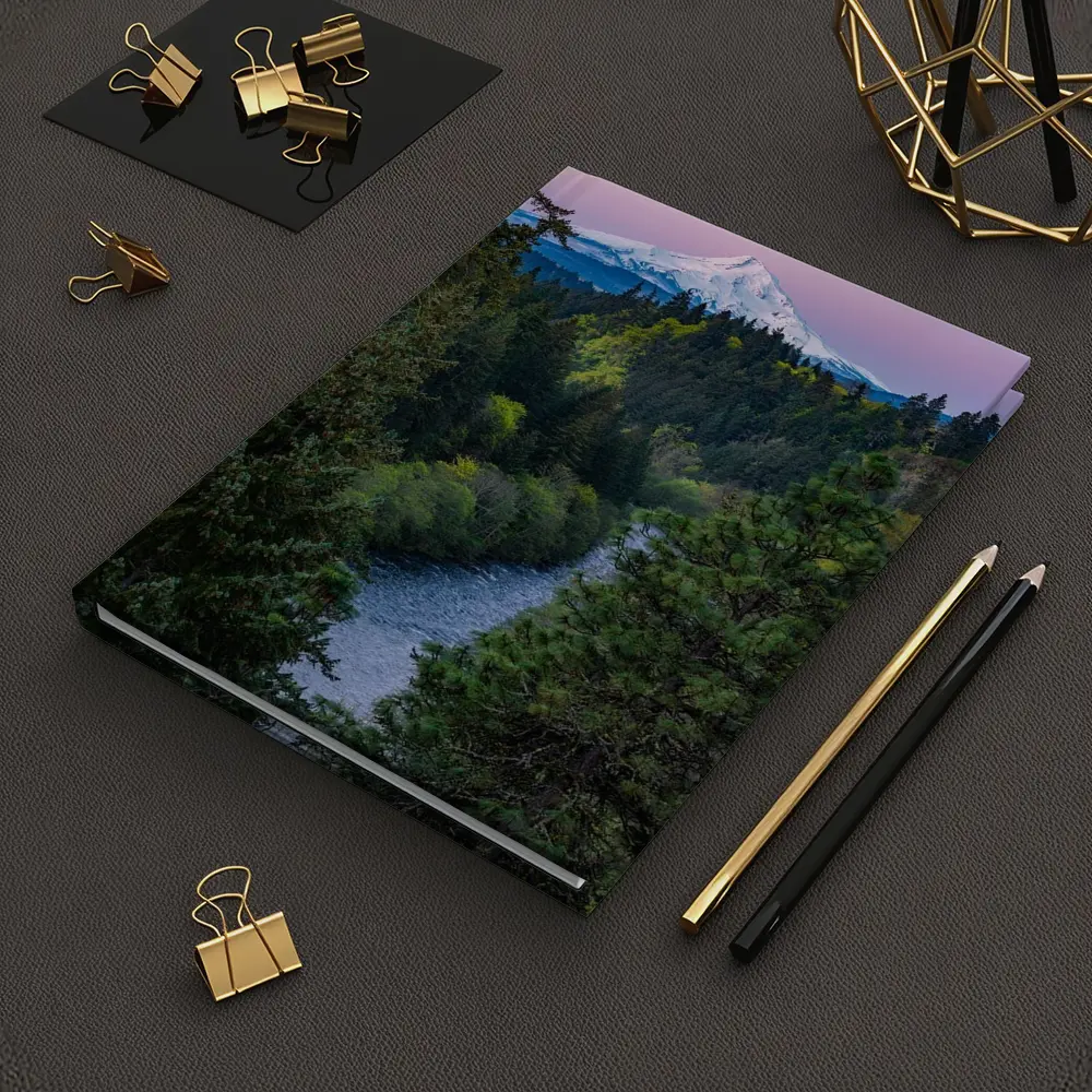 Mount Hood Snow Peak River Forest Sunset – Notebooks